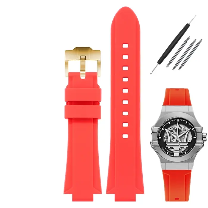 Pour montre Trident Maserati R 8821108039 R R 8821108038 /8035/8025 bracelet de sport convexe modifié en caoutchouc de