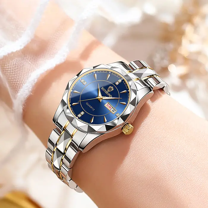 Montres-bracelets de luxe BINBOND en quartz pour femmes, lumineuses, étanches, avec affichage de la semaine et date automatique, montres pour femmes, mode décontractée, Reloj