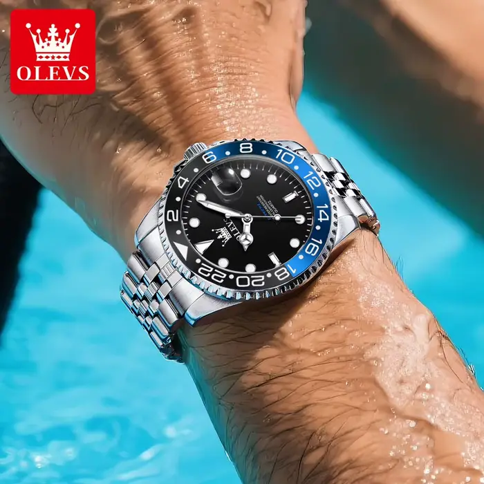OLEVS 5657 montre pour hommes Original en acier inoxydable Date