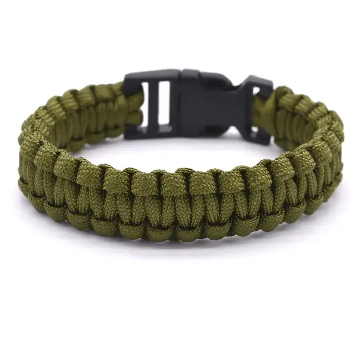 Bracelet de survie en paracorde tressé vert armée