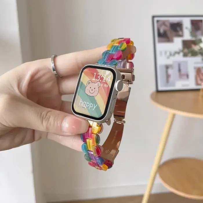 Bracelet en résine transparente arc-en-ciel pour Huawei Watch Fit 5 Pro