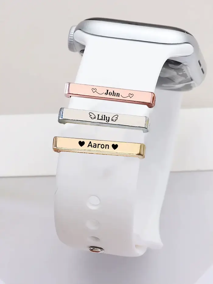 Breloque de bracelet de montre avec nom gravé personnalisé