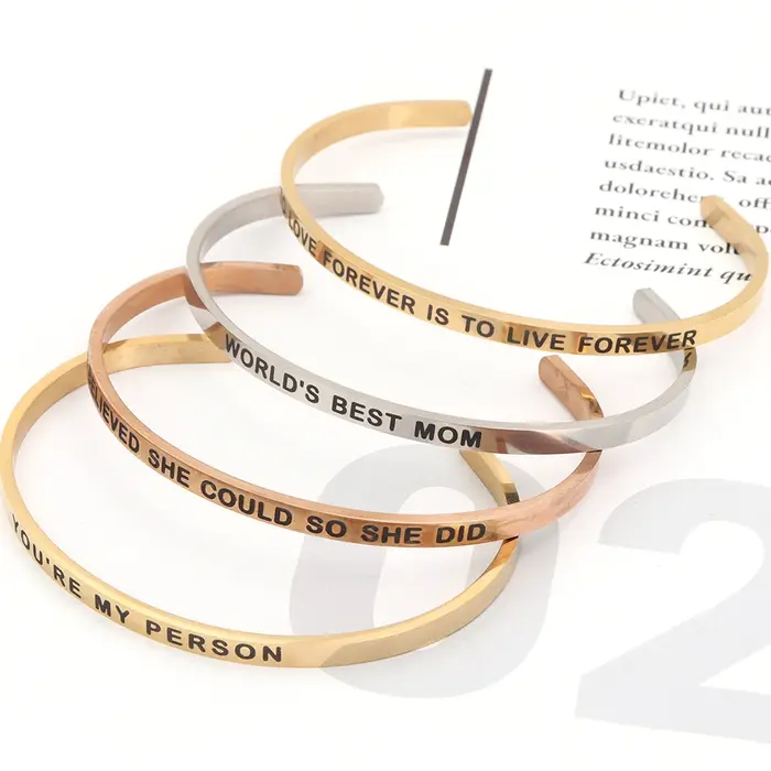 Bracelet à bouche ouverte en acier inoxydable, 1 brin, réglable, luxe, haut de gamme, style européen et américain, cadeau d'anniversaire