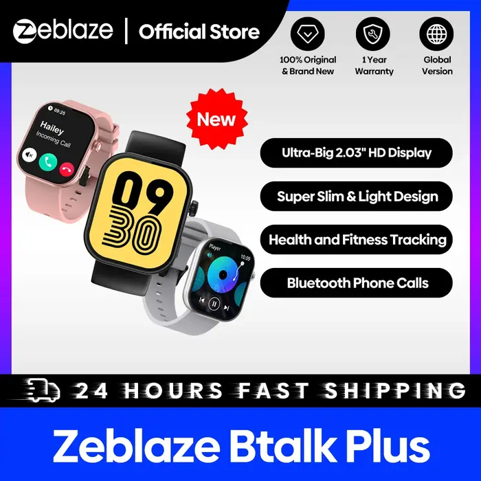 Nouveau Zeblaze Btalk Plus appel vocal Smartwatch 2.03 ''HD couleur affichage santé et Fitness suivi montre intelligente pour hommes femmes