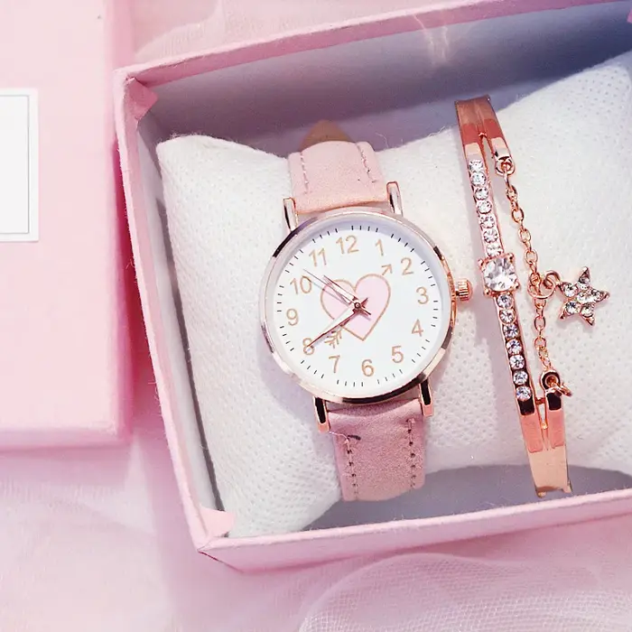 Nouveau mignon cadran en forme de coeur montre femme pour enfants