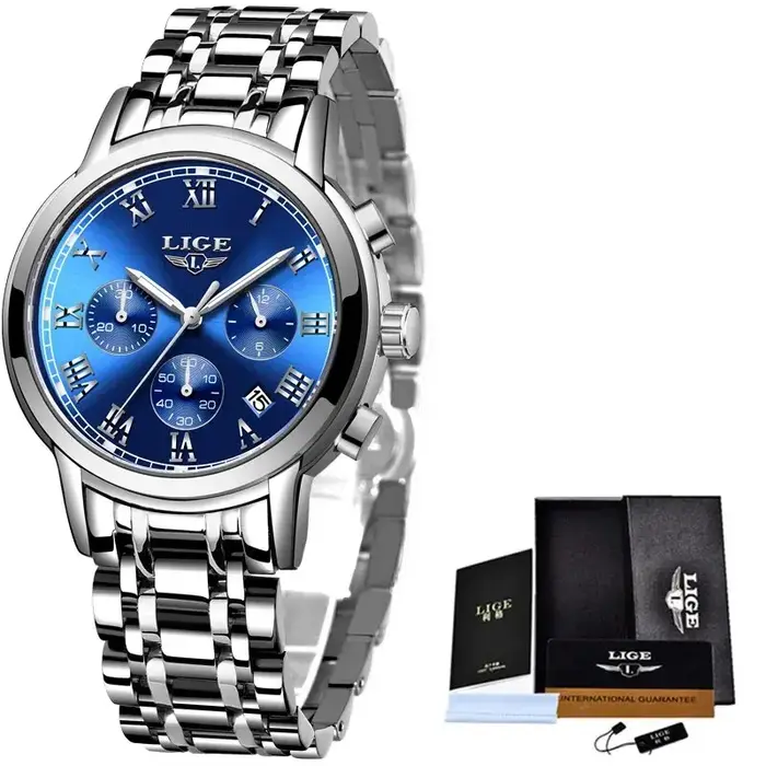 LIGE-Montre à quartz étanche en acier inoxydable pour homme, chronographe masculin, sport, marque de