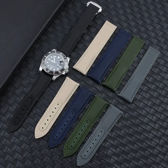 Bracelet de montre en tissu voile 20mm 22mm Beige gris vert noir