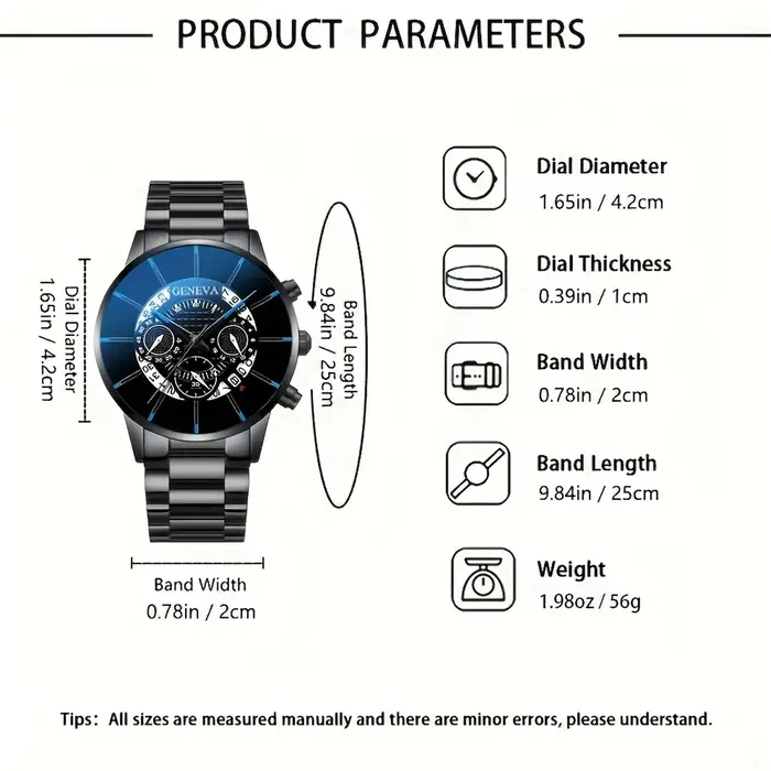 Coffret de 6 montres de luxe pour homme - Quartz analogique - Élégant coffret cadeau