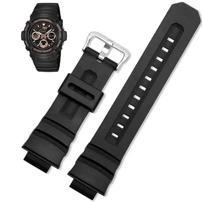 Bracelet de montre noir pour Casio g-shock AW-591/590/5230/282B AWG-M100/101 G-7700/7710