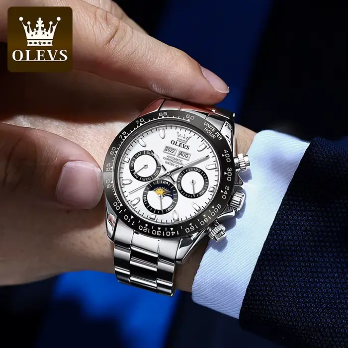 OLEVS 6654 montres pour hommes de marque supérieure montre mécanique automatique de mode classique pour homme calendrier complet Phase de lune étanche