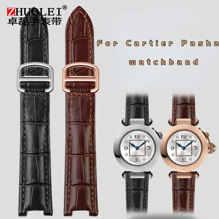 Bracelet de montre pliable en cuir véritable pour homme et femme