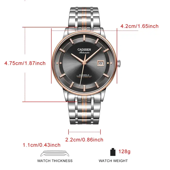 CADISEN – montre-bracelet automatique mécanique Ultra-mince pour hommes