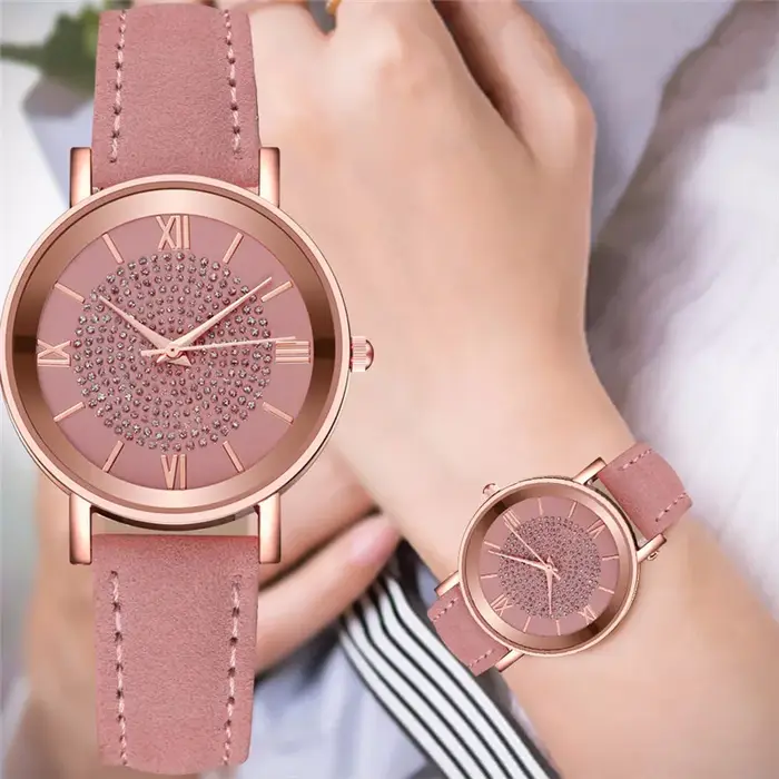 Mode cadran arabe montre pour femme bracelet en cuir décontracté montres à quartz analogiques