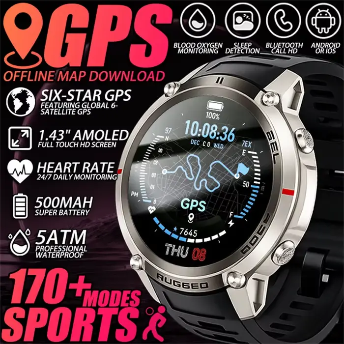 Nouvelle Montre Connectée Tactique GPS 2026 avec Plus de 170 Modes Sportifs