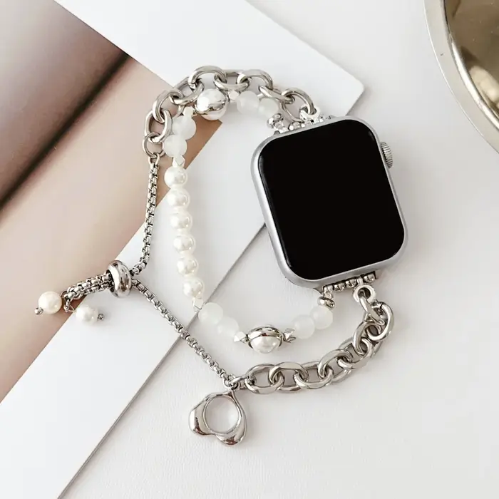Bracelet en perles d'agate pour Apple Watch S10 42mm