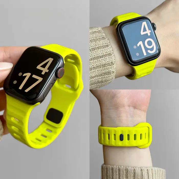Bracelet en Silicone pour Apple Watch série 10, 46mm 42mm, 44mm 45mm 40mm 41mm, bracelet de sport iwatch 8 7 6 5 4 3 SE 9 Ultra 2 49mm