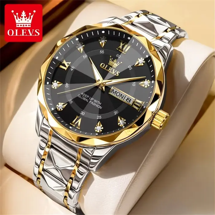 OLEVS Top marque hommes montres robe de mode Original montre-bracelet à Quartz lumineux étanche tend