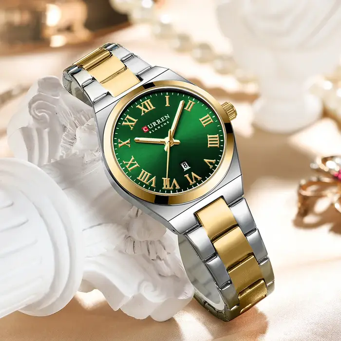 Montres de luxe en acier inoxydable pour femmes avec date