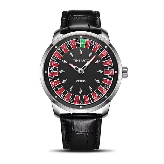 Montre pour homme TIMEARTX, nouveau design de roulette européenne, jeu de poker, mouvement à quartz,
