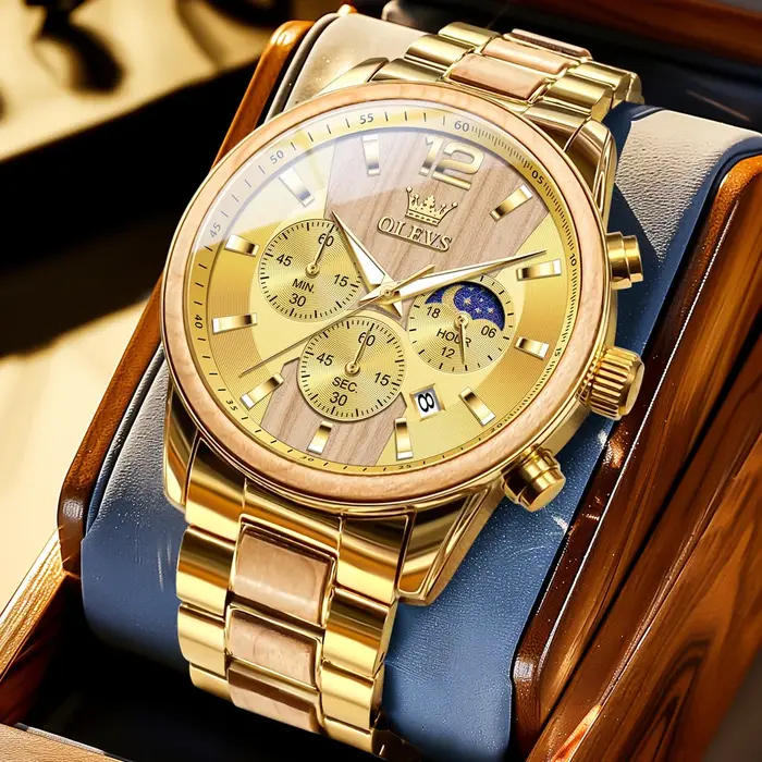 OLEVS montres pour hommes de luxe Original en bois Quartz montre-bracelet étanche lumineux Date montre pour homme Reloj Hombre