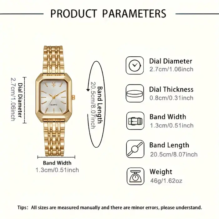 Montre de luxe élégante pour femmes, boîtier doré, bracelet en acier, mouvement à Quartz avec chiffres romains, accessoire de mode pour dames