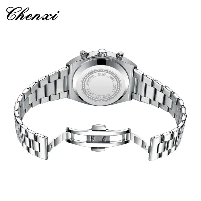 Montres pour hommes classique multifonctionnel chronographe montre de sport haut de gamme en acier inoxydable étanche lumineux montre-bracelet à Quartz