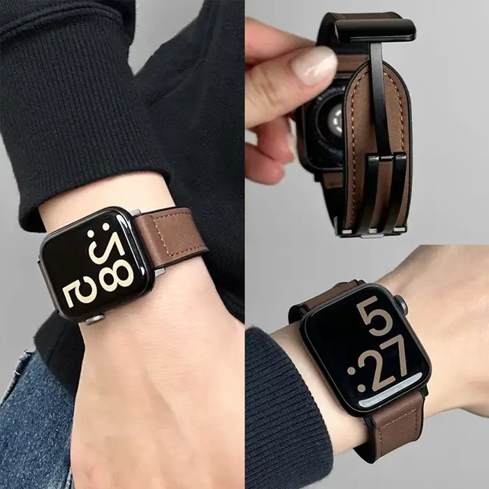 Bracelet en cuir et Silicone pour Apple Watch