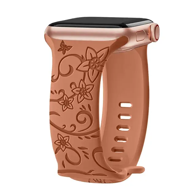 Bracelet pour bracelet de montre Apple 44mm 42mm 41mm 40mm 45mm 49mm 44mm bracelet gravé Floral correa iwatch série 9 7 SE 6 8 Ultra 2