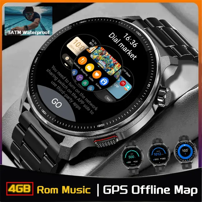 Nouvelle mémoire 4G GPS carte hors ligne Position montre intelligente intégré App marché jeu boussole étanche montres