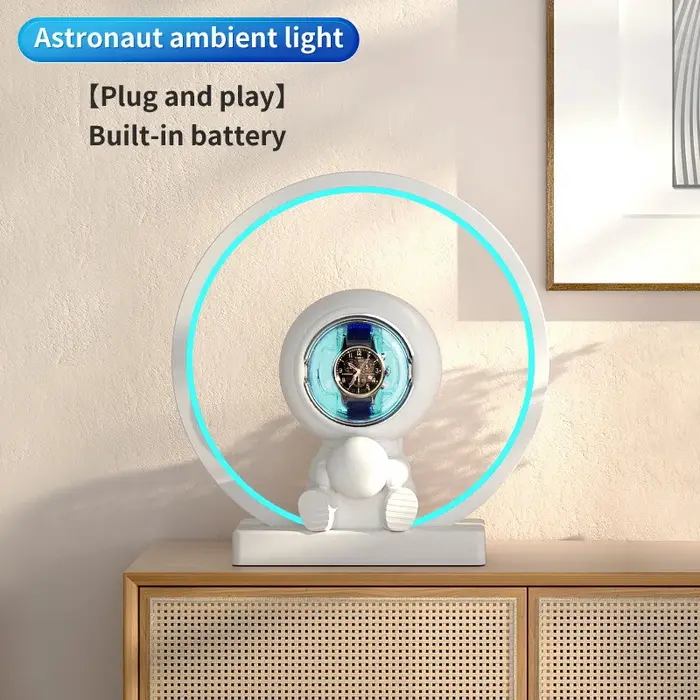 Remontoir de montre Spaceman avec lumière ambiante LED RGB, anti-magnétique, agitateur automatique de montre