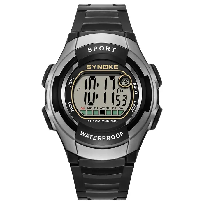 SYNOKE montre électronique de sport pour hommes, multifonctionnelle 50 m étanche Vision nocturne gra