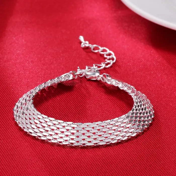 Bracelet en maille d'argent Sterling 925 pour hommes et femmes