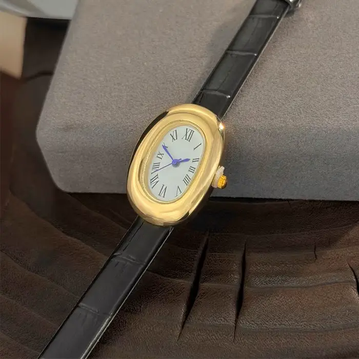 Montre à bracelet ovale, montre à quartz élégante et compacte, mode décontractée