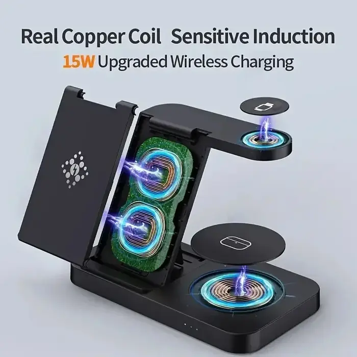 Support de chargeur de montre de téléphone intelligent sans fil 4 en 1