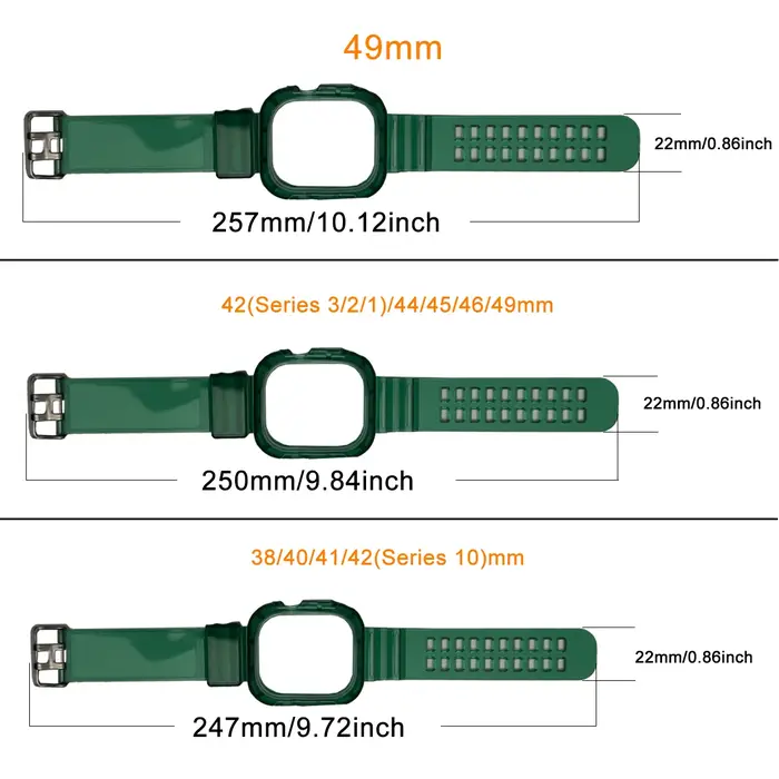 Pour Apple Watch couleur bonbon bracelet transparent + boîtier 11/10/8/7/6/5/4 49mm 46mm 42mm