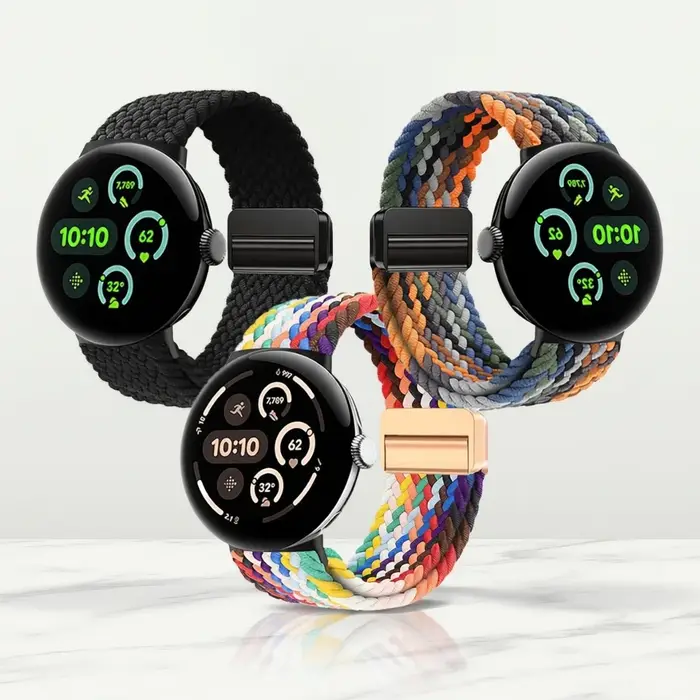Bracelets en nylon sportifs pour Google Pixel Watch / Google Pixel Watch 2 / Pixel Watch 4/3 41 mm, bracelets magnétiques tressés pour femmes et hommes