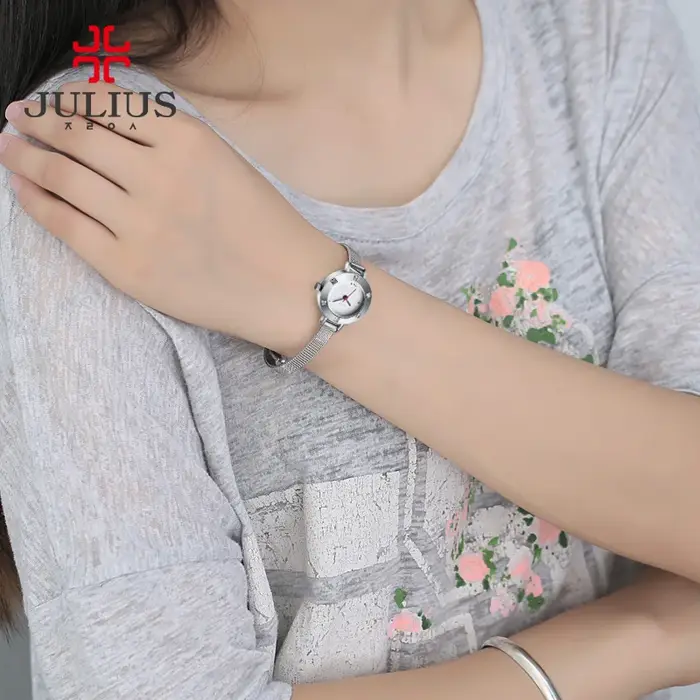 Petite montre pour femme Julius Lady strass scintillants japon Quartz heures de mode chaîne en acier Mini Bracelet horloge pour fille cadeau sans boîte
