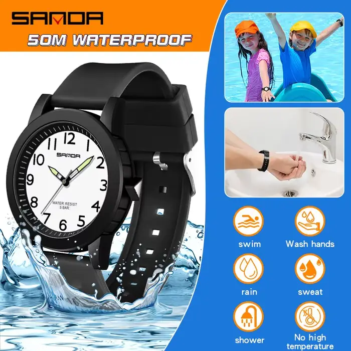 Montre-bracelet analogique à quartz en silicone pour femme