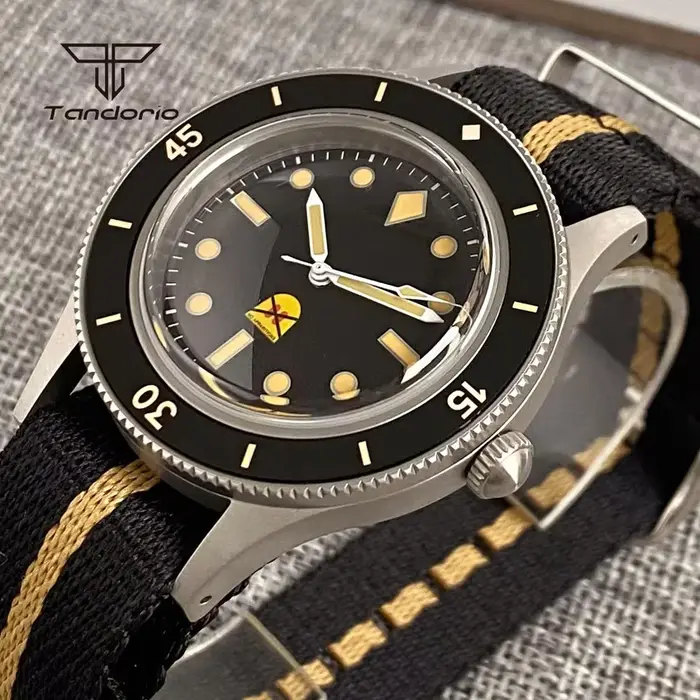Tandorio 40mm 50 brasses Style dôme saphir montre mécanique pour hommes automatique mis5 8215 Movt 20ATM plongeur vert lumineux