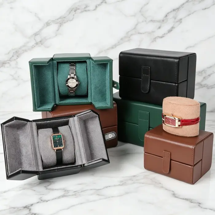 Boîte de rangement de montres de luxe pour hommes et femmes, 1/2/3 emplacements, double ouverture, présentoir carré, emballage cadeau, compatible avec les montres automatiques et à quartz