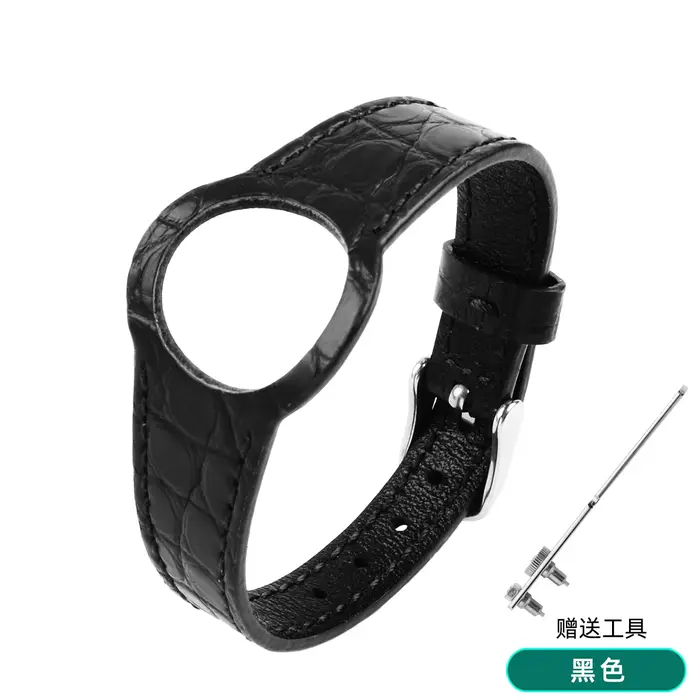 Bracelet de montre en cuir de crocodile avec boucle en acier argenté