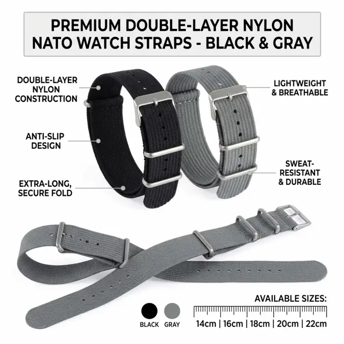 Bracelet de montre NATO vintage à dégagement rapide 14/16/18/20/22 mm