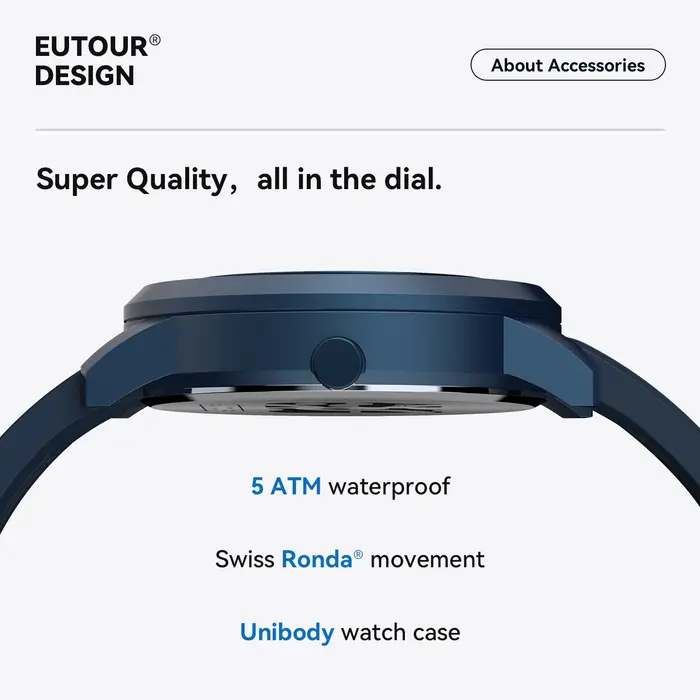 EUTOUR Stardard qualité aimant montre classique 5 ATM étanche E024 édition de mise à niveau