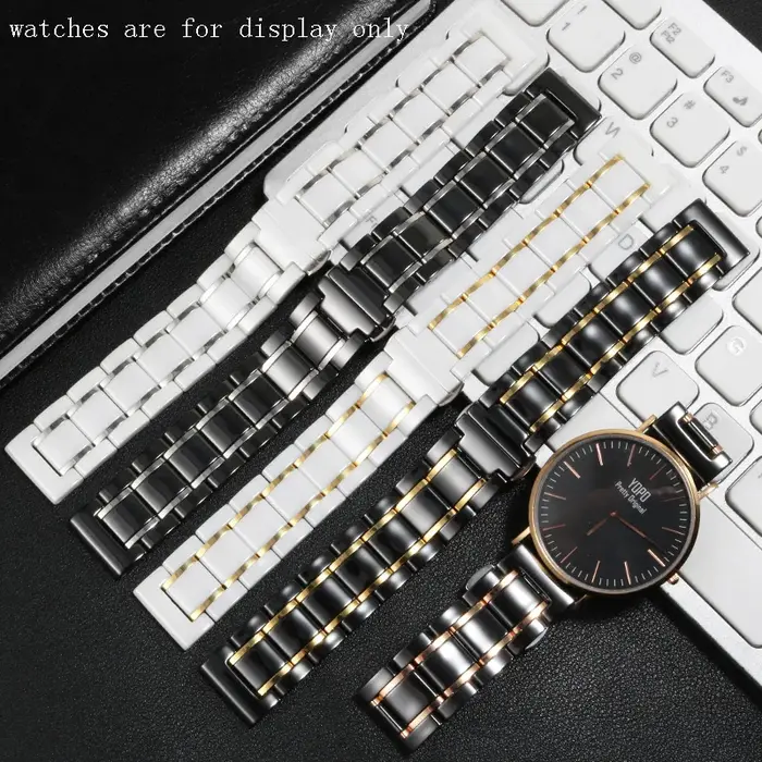 Bracelet de montre de luxe en céramique et acier fin
