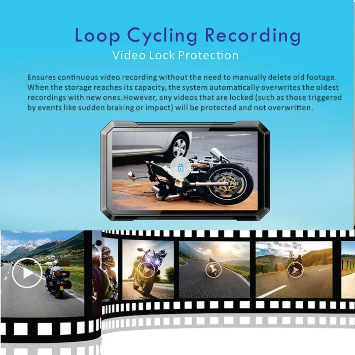 Dernier modèle de navigateur GPS pour moto de 7 pouces avec caméra CarPlay et système de surveillance de la pression des pneus pour voitures et motos