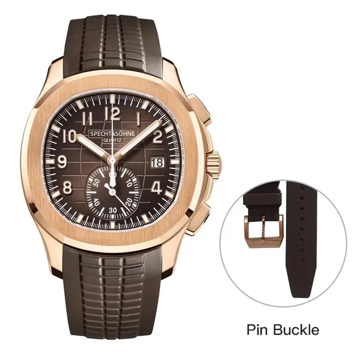 Produits de livraison directe 2025 hommes montre Specht & Sohne japon chronographe Quartz montre-bracelet or Rose Relogio Masculino 50M étanche