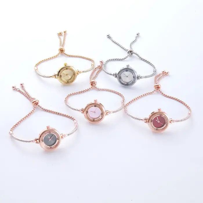 Mode luxe Montre pour Femme or Bracelet fin dames