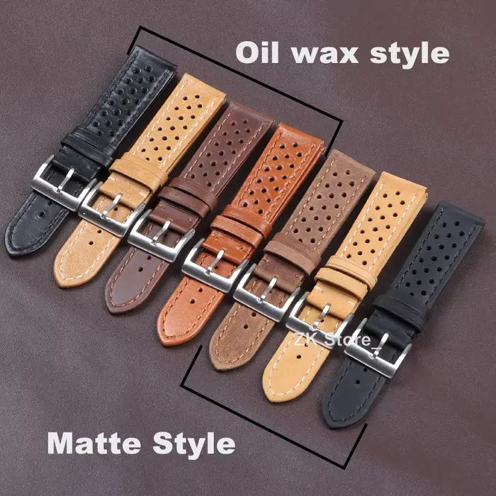 Bracelet de montre en cuir de vachette respirant pour hommes et femmes