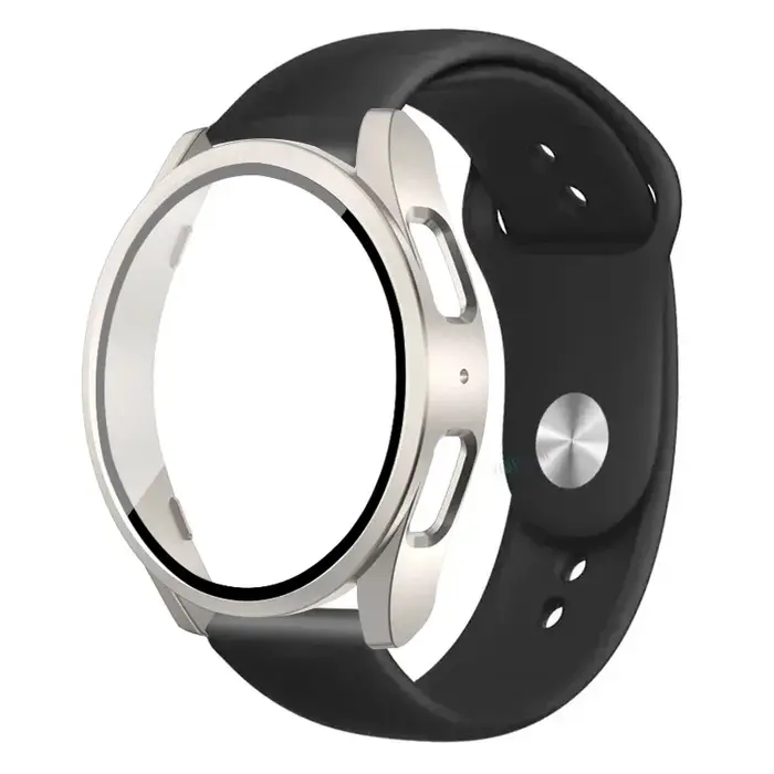 2 paquets de boîtier + bracelet pour Samsung Galaxy Watch 7-6-5-4 40mm 44mm verre trempé + protecteur d'écran pare-chocs PC + accessoires de bande en Silicone