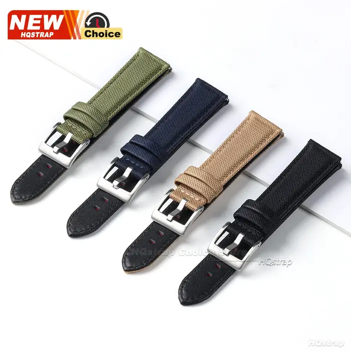 Bracelet de montre en toile noire 20mm 22mm